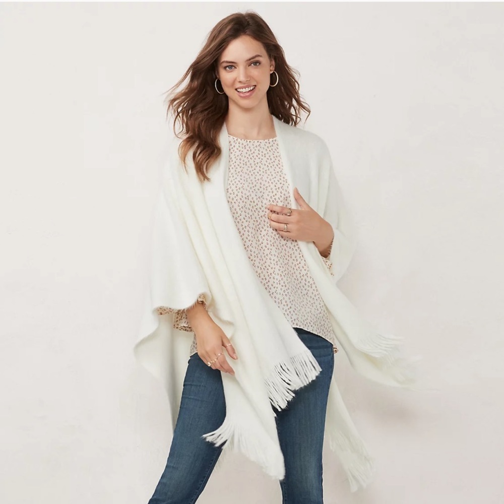 Fringed pancho/ruana